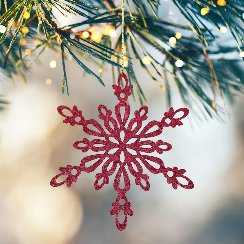 Copo De Nieve, Ornamento Jumbo Con Glitter, Color Morado 2