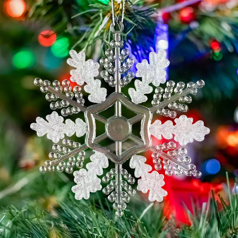 Copo De Nieve, Ornamento Navideño Plástico Y Glitter, Color Blanco 2