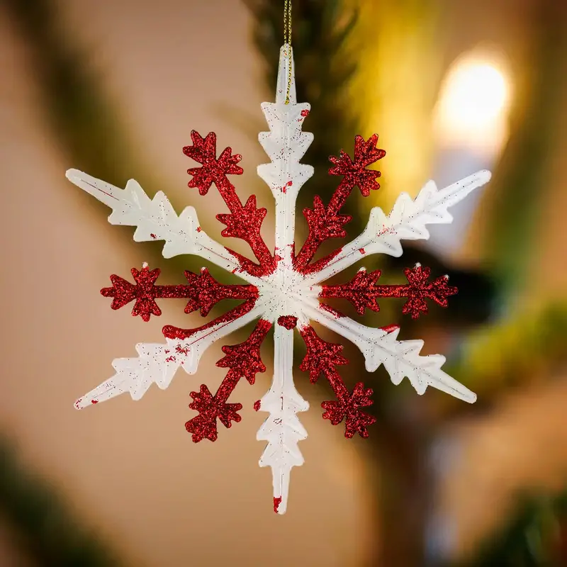Copo De Nieve, Plástico Y Glitter, Color Rojo, 16 Cm 1