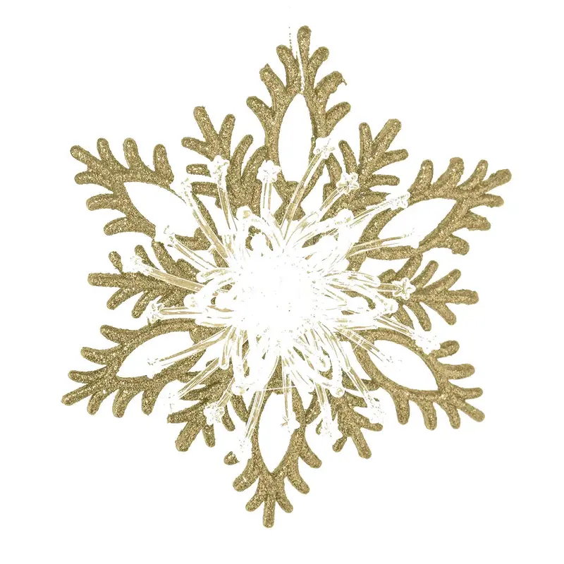 Copo De Nieve Transparente Con Diamantina Color Oro 1