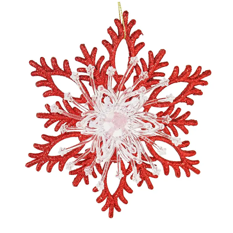 Copo De Nieve Transparente Con Diamantina Color Rojo 1