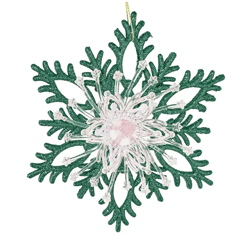 Copo De Nieve Transparente Con Diamantina Color Verde 1