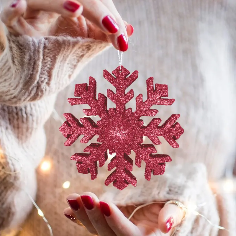 Copo De Nieve, Volumen, Glitter, Color Rojo 2