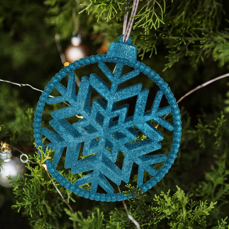 Copos De Nieve Decorativo Con Diamantina Color Azul 1