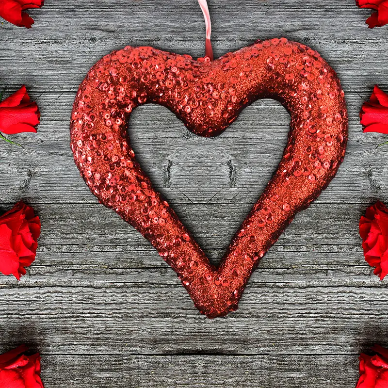 Corazón De Lentejuelas, Color Rojo 15Cm 1