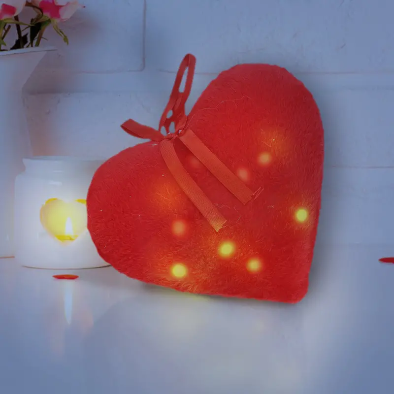 Corazón De Peluche Con Luces Led, Color Rojo 2