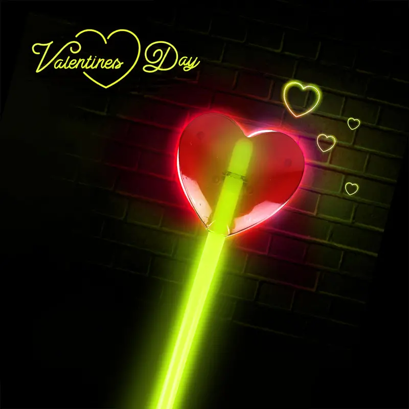Corazón De Plástico Decorativo Con Luz Neón Verde 1
