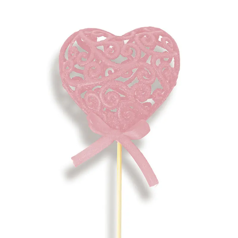 Corazones Con Diamantina 22Cm, Color Rosa 2 Pzas. 2