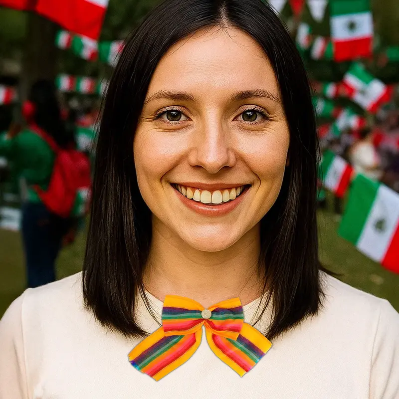 Corbatín Mexicano, Color Amarillo Y Naranja 1