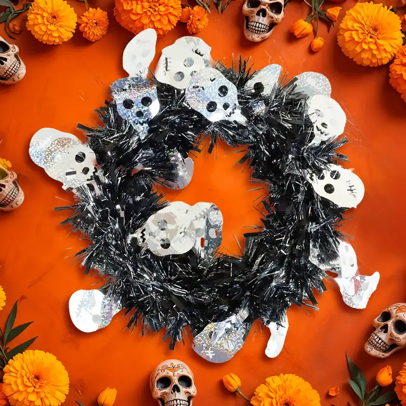 Corona De Calaveras, Decoración De Tinsel 1