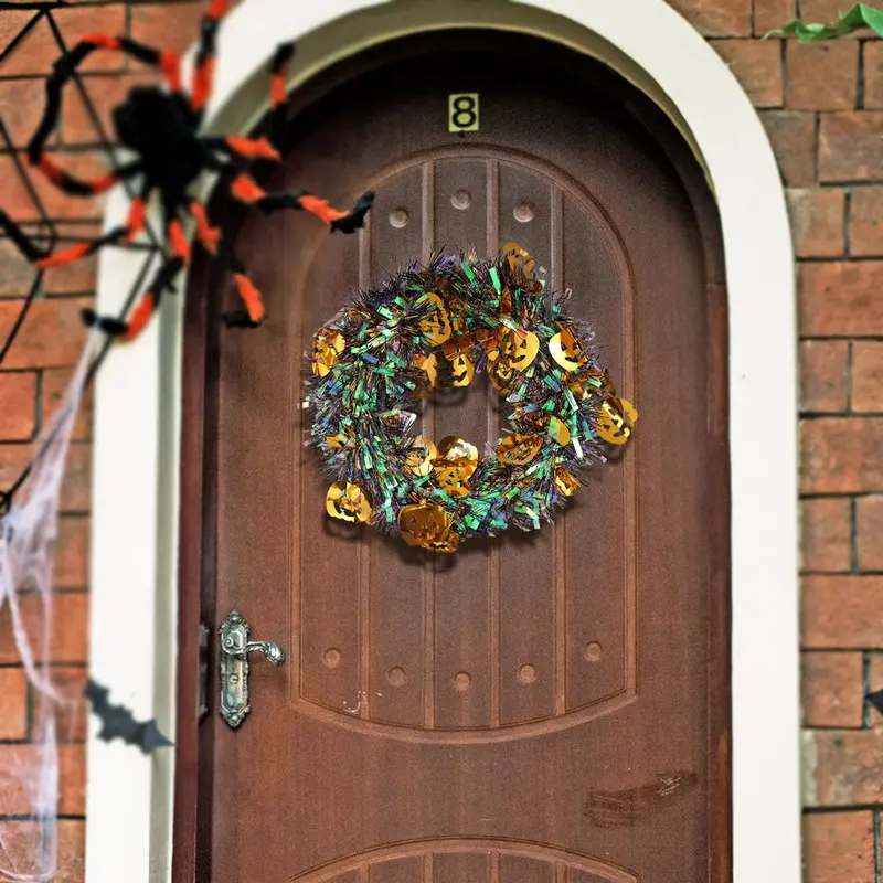 Corona Decorativa De Tinsel Para Halloween 1