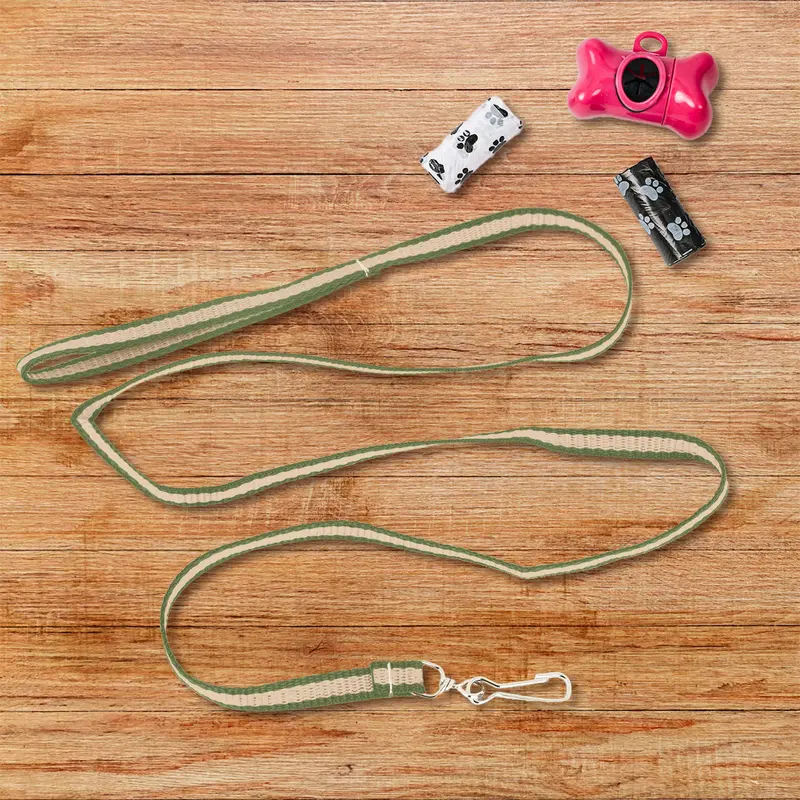 Correa Color Beige Con Verde Para Perro 2