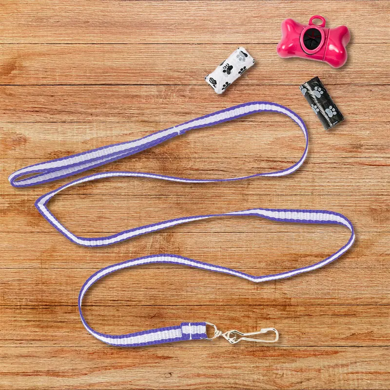 Correa Color Blanco Con Morado Para Perro 2