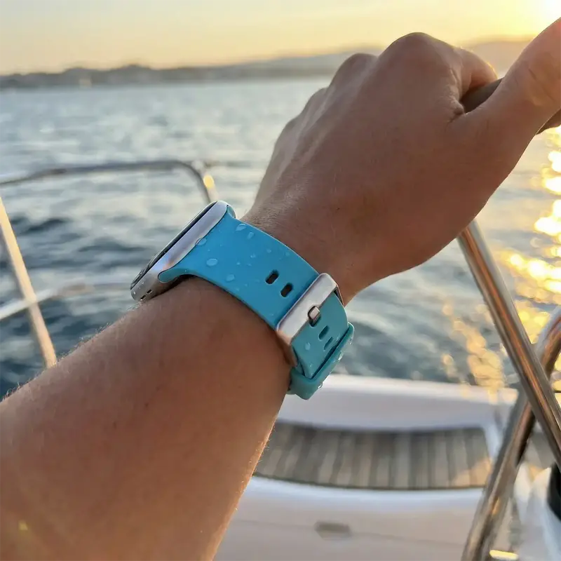 Correa De Hebilla Sólida De Silicona, Apple Watch, Color Azul 1