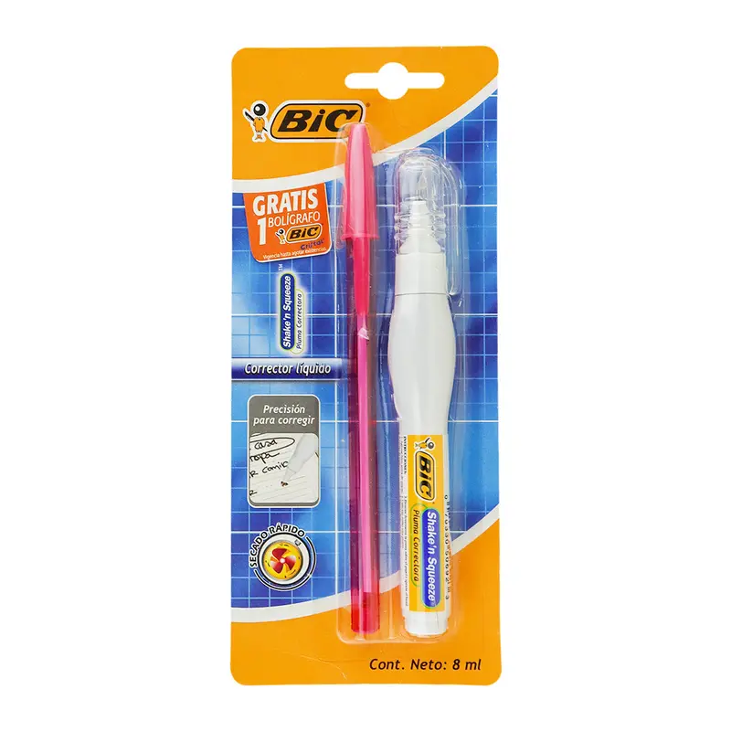 Corrector Líquido Bic Shake N' Squeeze + Bolígrafo, 2Pzas 2