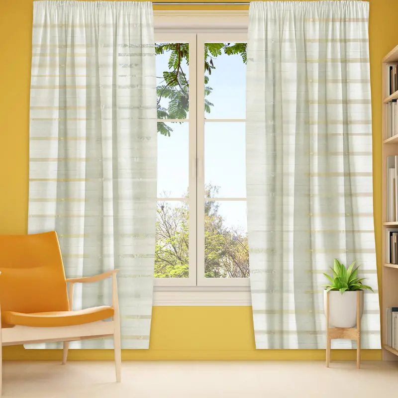 Cortina Color Hueso Con Trasparencias 200 X 130Cm 1
