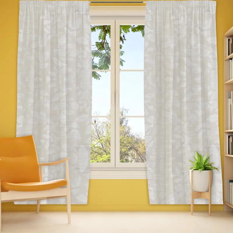 Cortina Diseño De Hoja Color Hueso 200 X 140Cm 1