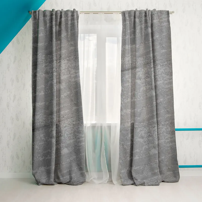 Cortina Diseño De Jaspeado Color Gris 200 X 140Cm 1