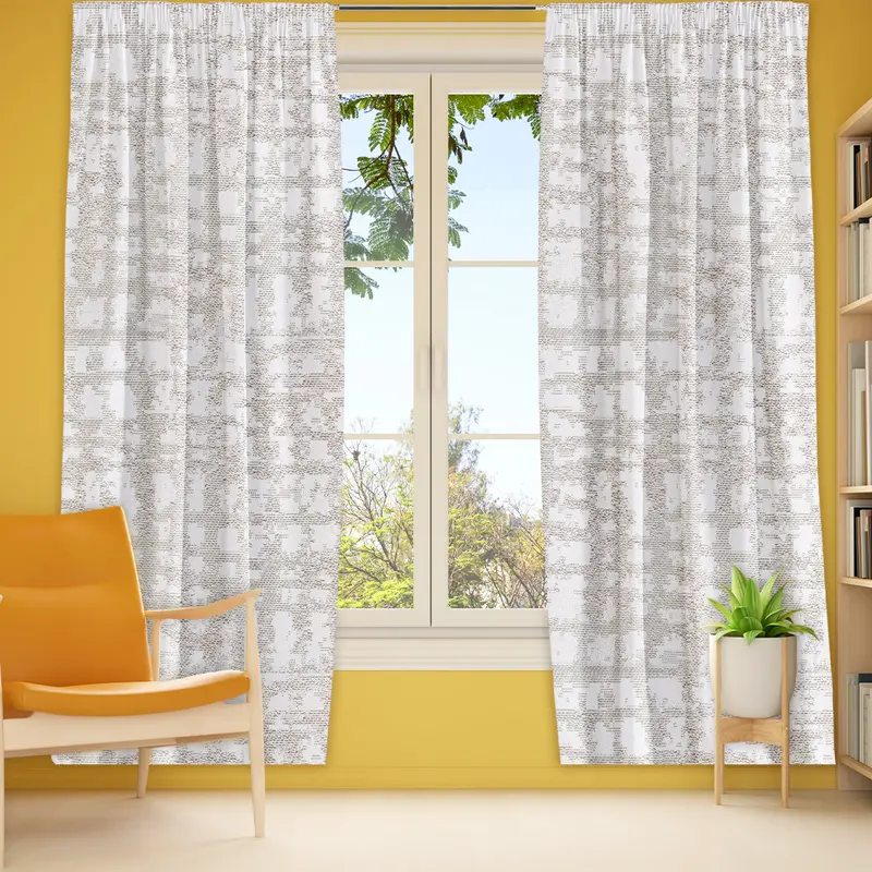 Cortina Diseño Tipo Cuadricular Color Blanco Con Café 200 X 140Cm 1