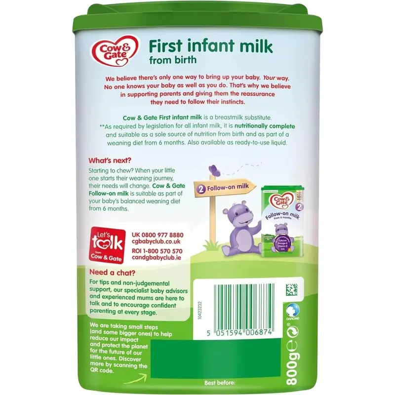 Cow & Gate 1 First Infant Milk Formula 0-6 Months 800G 2