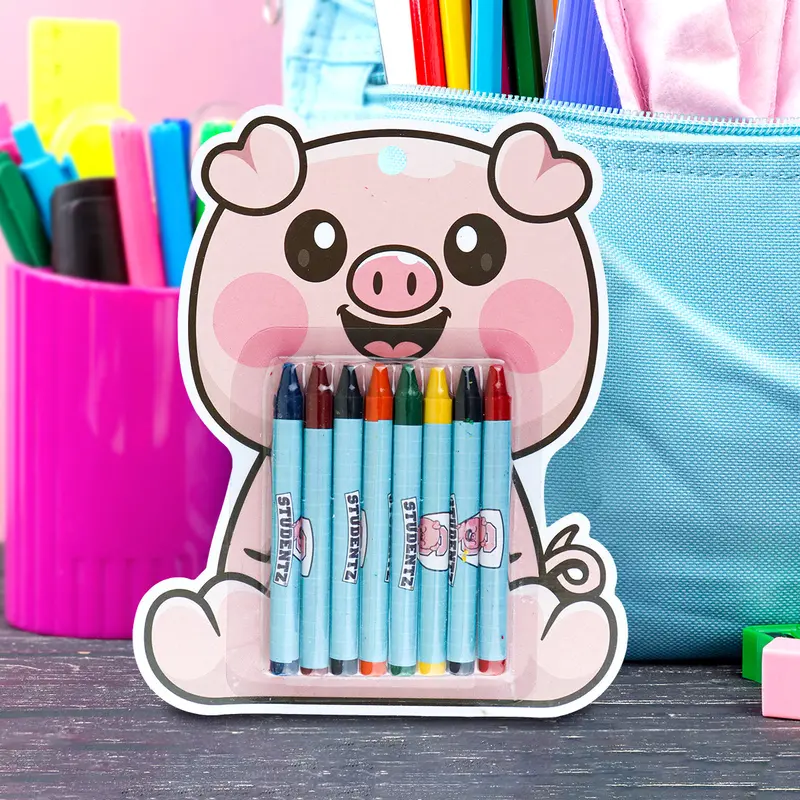 Crayones Con Diseño De Puerquito, 8 Pzas 1