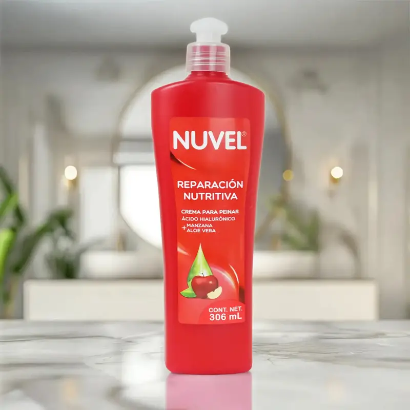 Crema Para Peinar Nuvel, Manzana Y Aloe Vera, 306 Ml 2