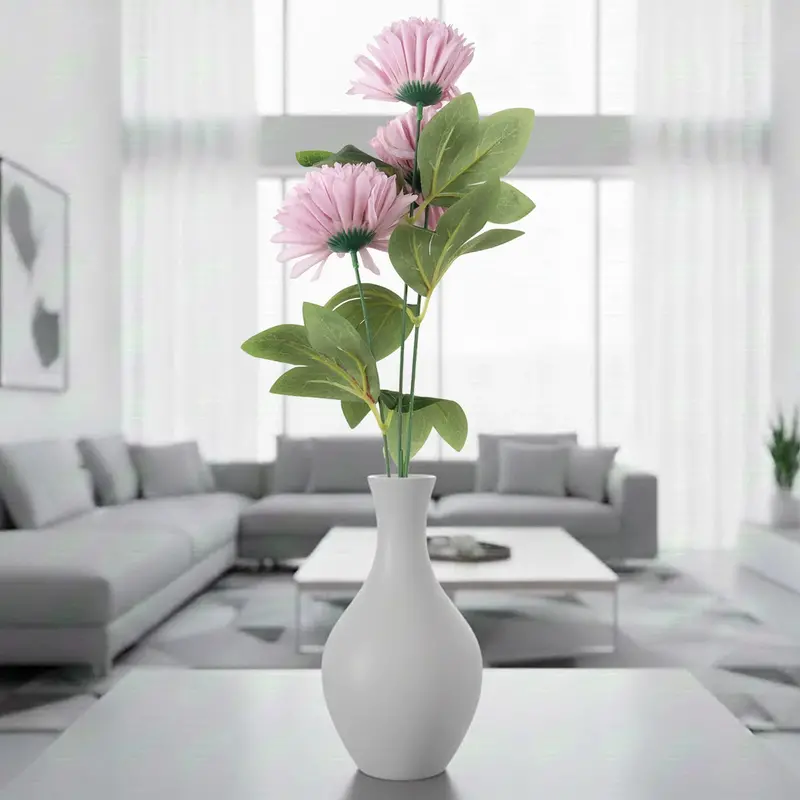Crisantemo, 3 Flores Artificiales, Color Lila 1