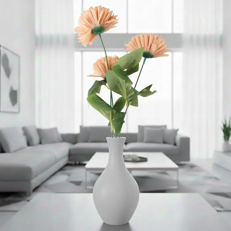 Crisantemo, 3 Flores Artificiales, Color Melã³n 1
