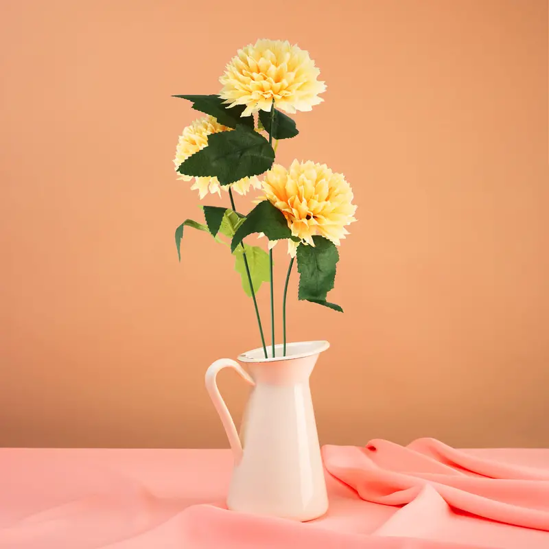 Crisantemo, Flores Artificiales, Color Amarillo, 60 Cm 1