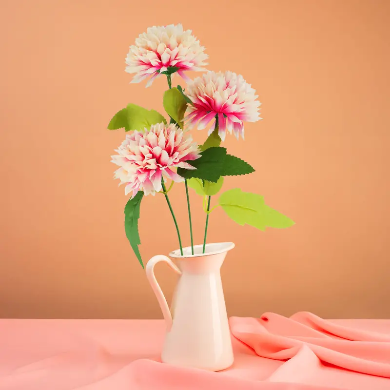 Crisantemo, Flores Artificiales, Color Rosa Claro, 60 Cm 1
