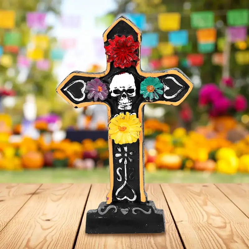 Cruz, Calavera, Decoración De Cerámica, Colores 1