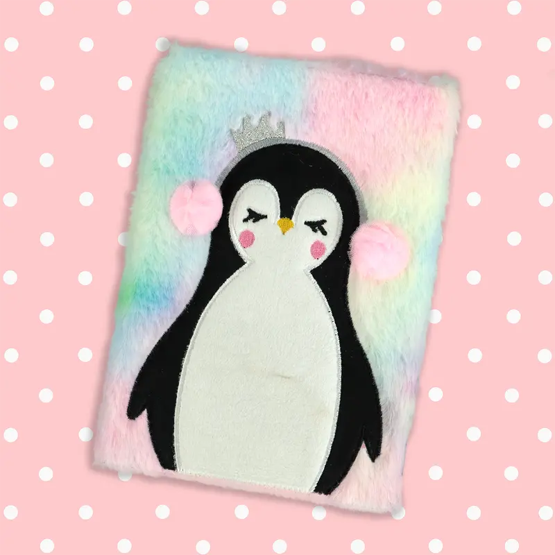 Cuaderno Afelpado De Pingüino, 80 Hojas 1
