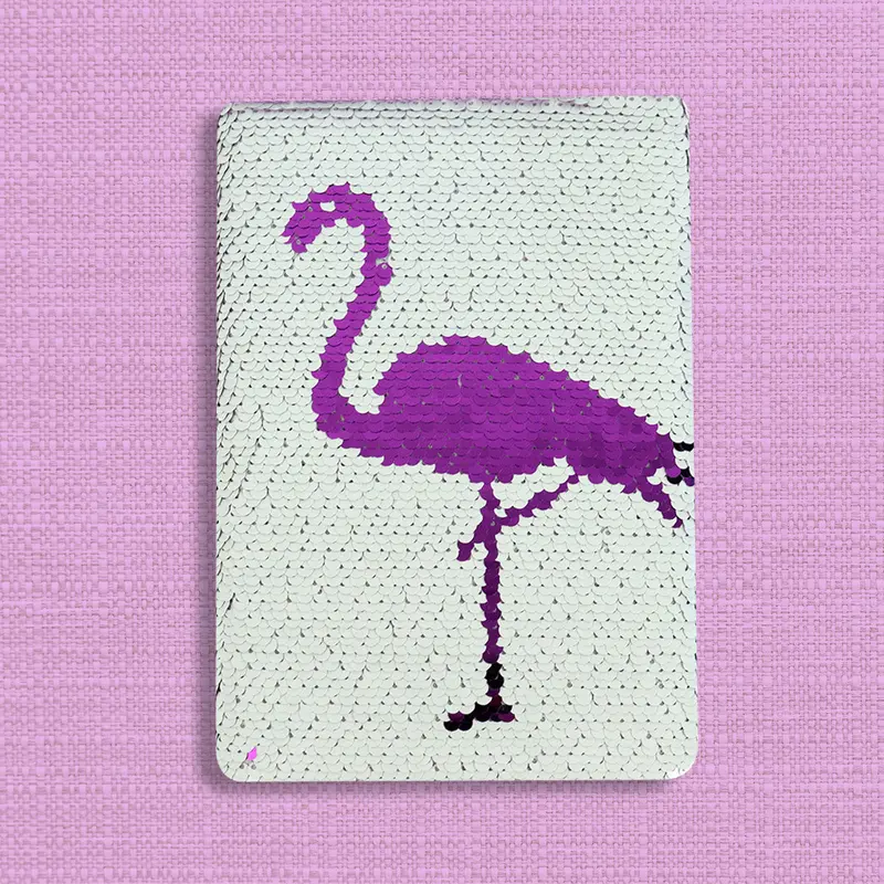 Cuaderno De Lentejuela Color Blanco, Diseño De Flamingo 80 Hojas 1