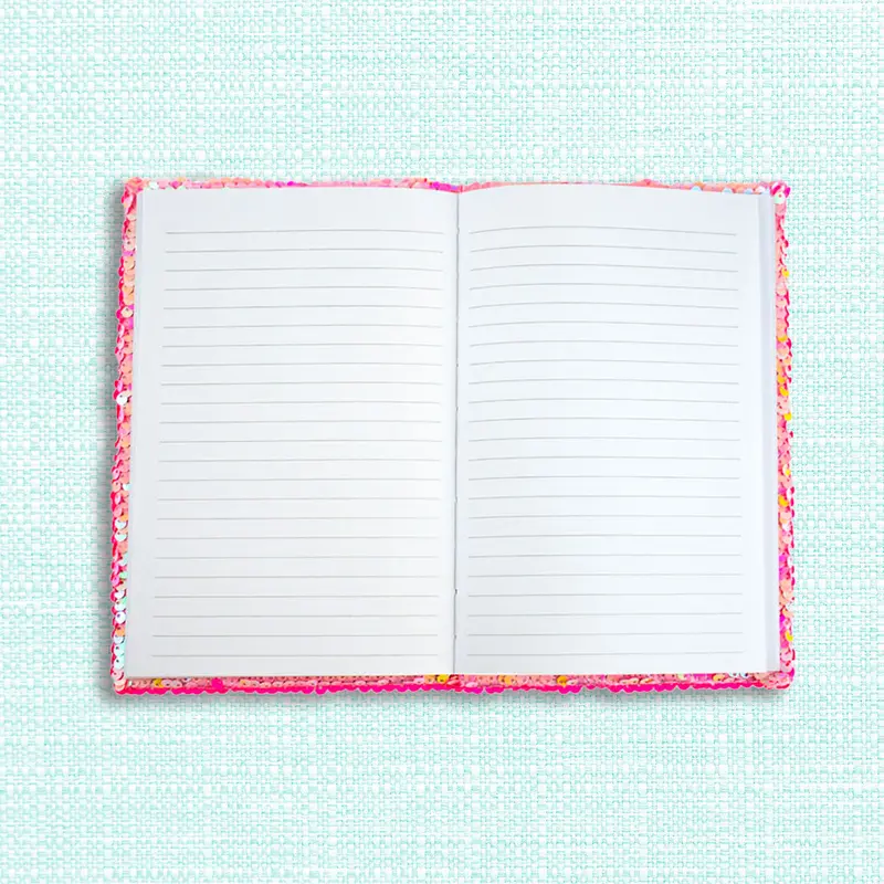 Cuaderno De Lentejuela Color Fiusha Con Diseã±O 2