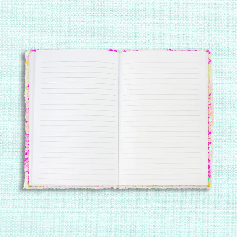 Cuaderno De Lentejuela Color Rosa Con Diseño 2