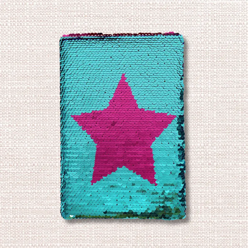 Cuaderno De Lentejuela Color Verde Con Diseño De Estrella, 80 Hojas 1