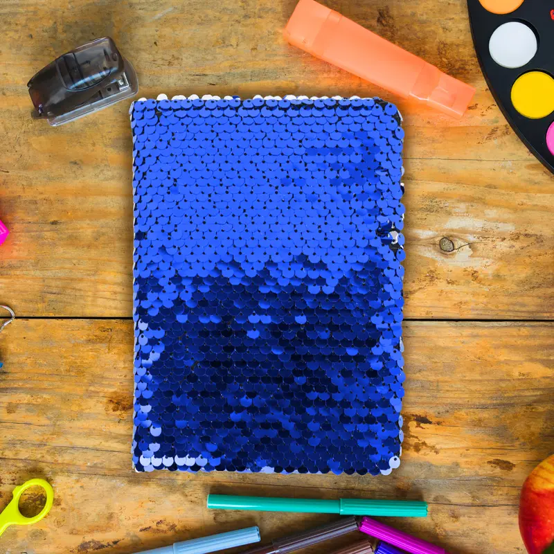 Cuaderno Lentejuelas, Doble Vista, Color Azul 1