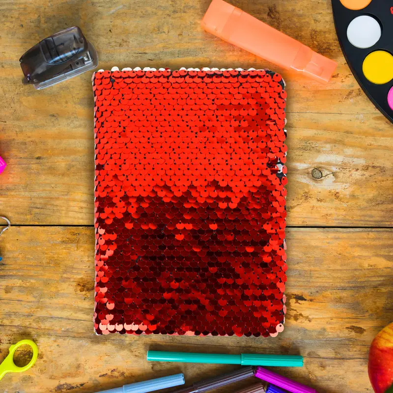 Cuaderno Lentejuelas, Doble Vista, Color Rojo 1