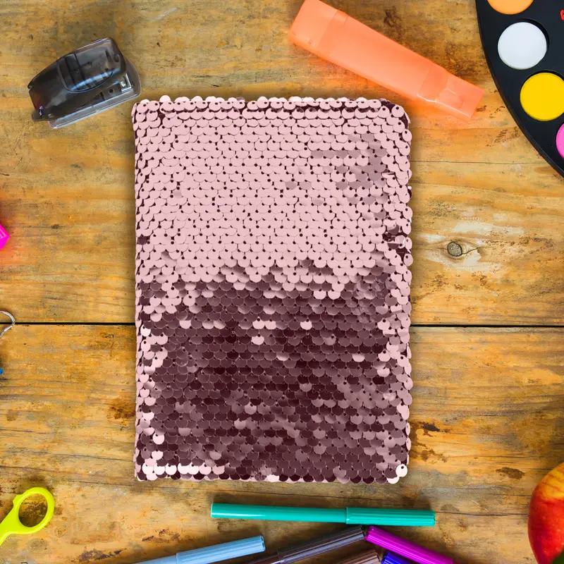 Cuaderno Lentejuelas, Doble Vista, Color Rosa 1