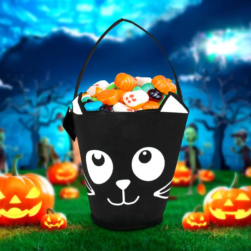 Cubeta De Fieltro Con Diseño De Gatito Para Dulces 1