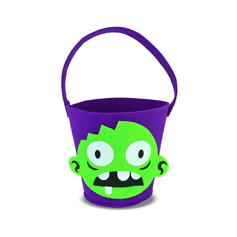 Cubeta De Fieltro Con Diseño De Zombie Para Dulces En Halloween 2