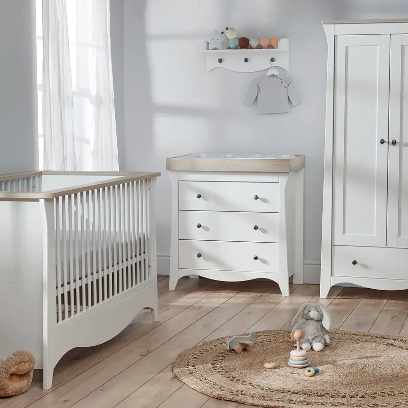 Cuddleco Clara 3 Piece Nursery Furniture Set In White/Ash 1