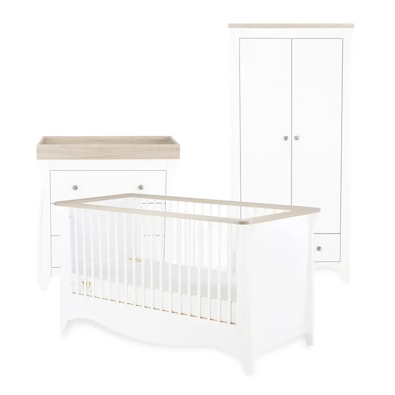 Cuddleco Clara 3 Piece Nursery Furniture Set In White/Ash 2