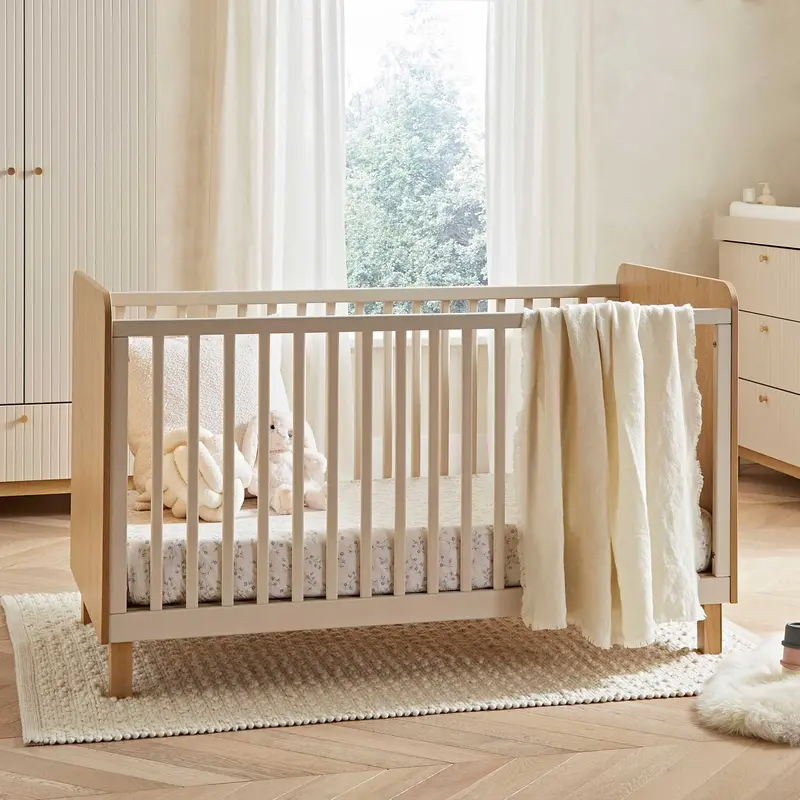 Cuddleco Remi Cot Bed In Oak/Cashmere 1