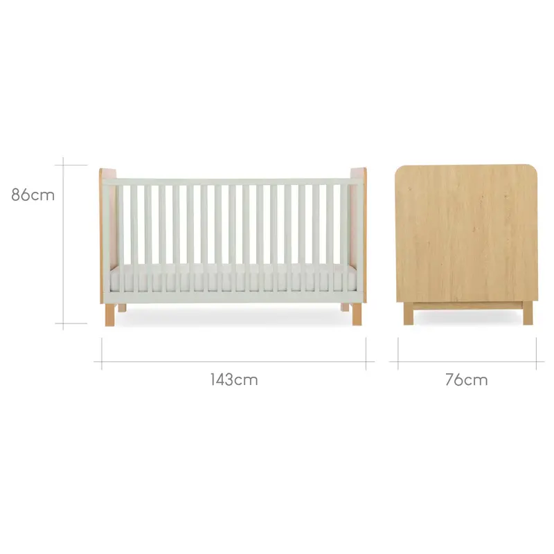 Cuddleco Remi Cot Bed In Oak/Green 4