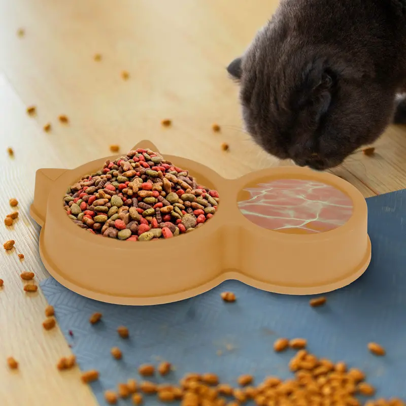 Cuencos De Plástico Color Mostaza Para Gatitos 2