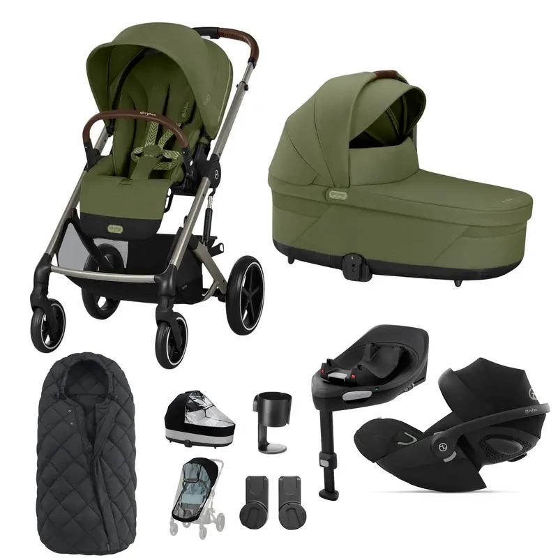 Cybex Balios S Lux Luxury Bundle In Taupe/Moss Green 1