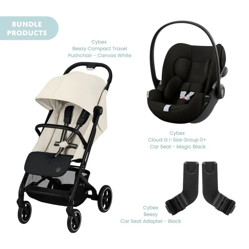 Cybex Beezy Compact Pushchair With Cloud G Car Seat Travel System Bundle - Canvas White 1