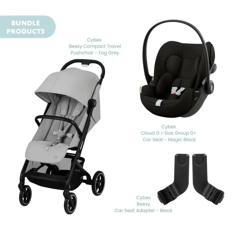 Cybex Beezy Compact Pushchair With Cloud G Car Seat Travel System Bundle - Fog Grey 1