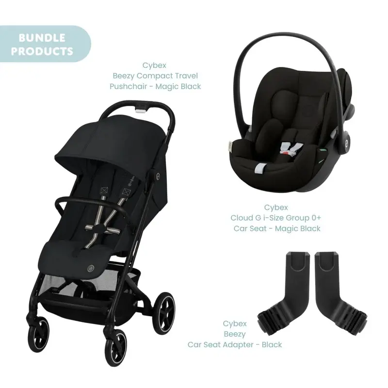 Cybex Beezy Compact Pushchair With Cloud G Car Seat Travel System Bundle - Magic Black 1